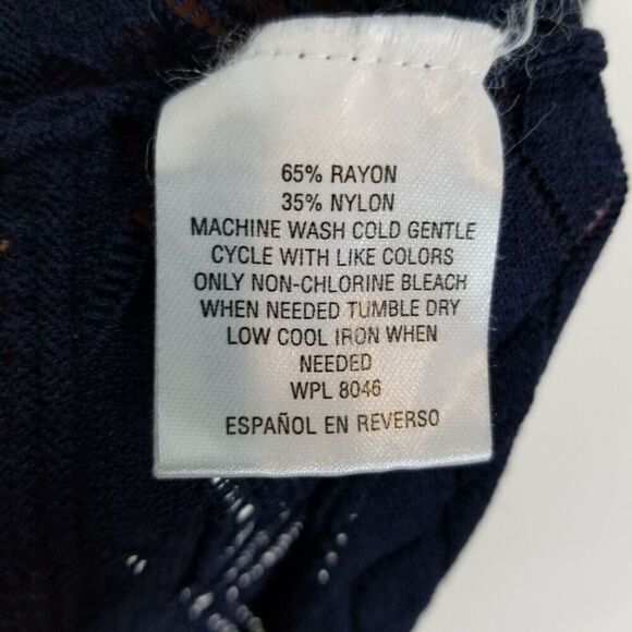 Charter Club Women Plus Lightweight Open Front Cardigan Sz 3X Navy Crochet - Picture 6 of 6